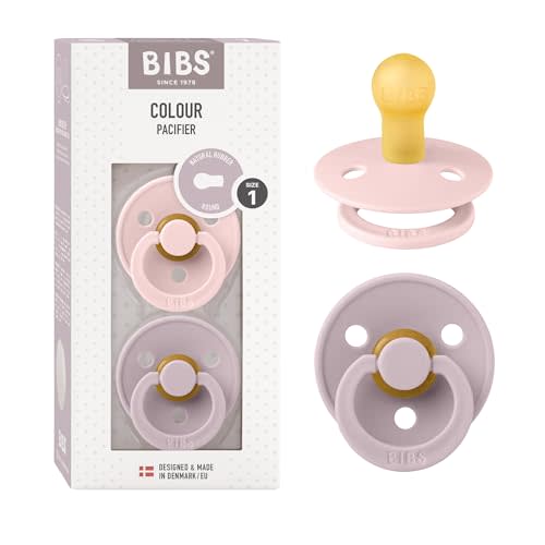 Bibs Colour Pacifier 2-Pack | BPA Free Soother, Round Nipple. Natural Rubber Latex,