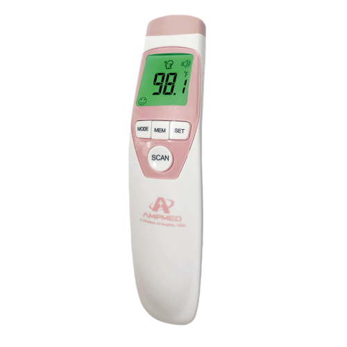 Amplim No Touch Forehead Thermometer, Touchless Digital IR Infrared Thermometer for Babies, Kids, Teens, Adults | Accurate Medical Grade, FSA HSA Approved | Fever Alarm, Auto Off | Pink