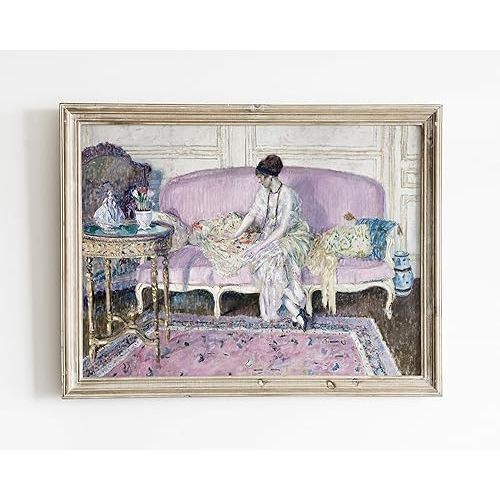Purple Wall Art, Lavender Nursery Room Decor, Vintage Eclectic Painting Colorful Wall Decor Lilac Purple Art Print Vintage Cool Tone Lavender Nursery Room Eclectic Painting,87