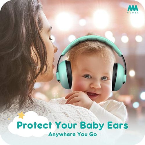 Baby Ear Protection Noise Cancelling Headphones for Babies and Toddlers - Mumba Baby Earmuffs - Ages 3-24+ Months - for Sleeping, Studying, Airplane, Concerts, Movie, Theater, Fireworks - Aqua