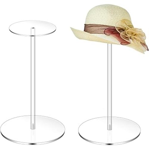 2 Pack 12 Inch Clear Acrylic Hat Stand with Round Base for Display