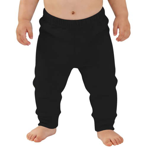 CPNG Unisex Soft Baby Boys Girls Pants Newborns Toddlers Pure Cotton Lightweight Elastic High Waist Solid Color Pants(Black,0-3 Months)