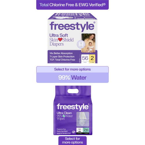 Freestyle Diapers Size 2, 56 Count & Fragrance Free Baby Wipes, 216 Count Bundle (Select for More Options)