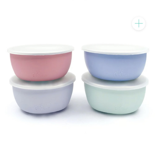 Stainless Steel Bowl with Silicone Sleeve + Lids
