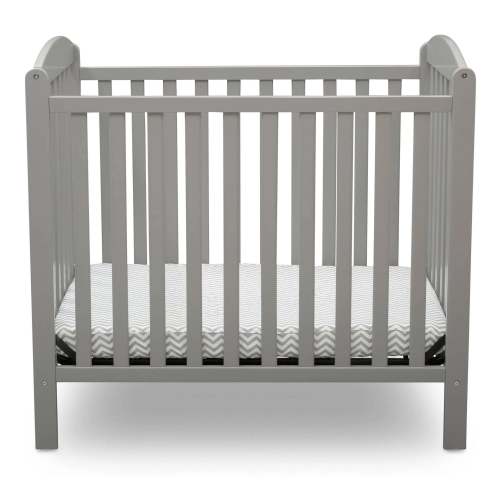 Emery Mini Convertible Baby Crib with Mattress - Gray