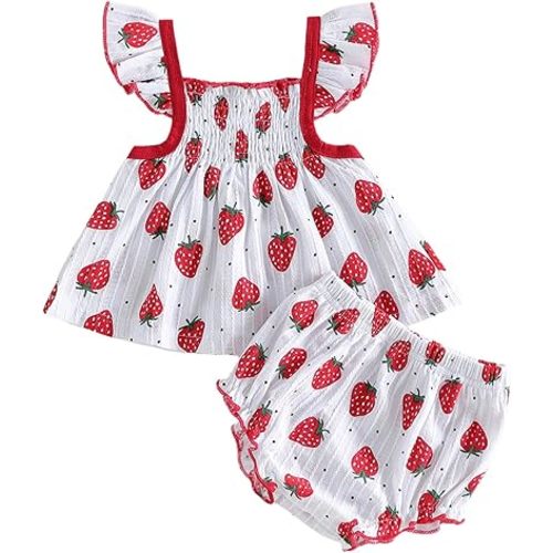 Mubineo Baby Girl Summer Clothes Cute Ruffle Tops Dress Shorts Outfits Set Infant Toddler Shrit Bloomers Princess Outfit