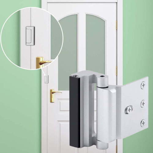 1PC Home Security Reinforcement Door Lock - Childproof Door Locks for Front Door Kids Safety, Withstand 800 lbs for Inward Swing Doors, Add Extra Flip Lock Latches to Defend Apartment Safe