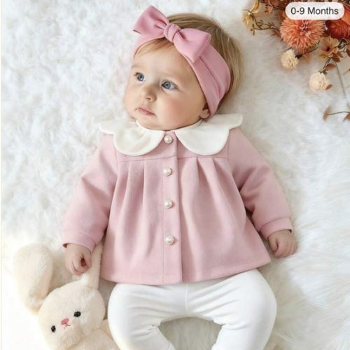 SHEIN 2pcs Baby Girls Woolen Coat & Leggings Set, New Arrival Baby Toddler Peter Pan Collar Autumn/Winter Outfit | SHEIN USA