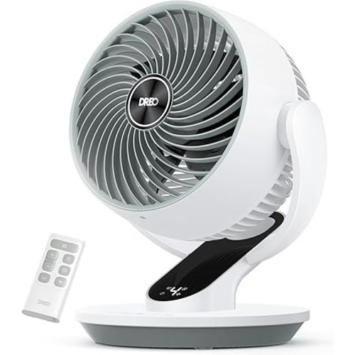 DREO Oscillating Fan for Bedroom, 13 Inch Quiet Table Fans for Home Whole Room, 70ft Powerful Airflow, Desk Air Circulator Fan with Remote, 120° Adjustable Tilt, 4 Speeds, 8H Timer, for Office Desktop