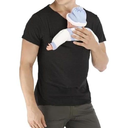 Mens Baby Carrier Shirt, Kangaroo Shirt for Dad and Baby, V Neck Short Sleeve Kangaroo T Shirts, Dad Shirts Babys Carrier