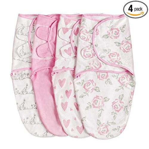 Organic Baby Swaddle Sleep Sacks, 4-Pack Swaddles for Newborns Baby Essentials, Infant 0-3 Months, 100% Cotton Soft & Snug Adjustable Wrap Nursery Swaddling Blankets Improves Sleep