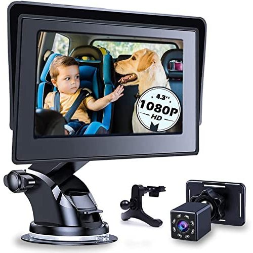 1080P Baby Car Mirror, Infant Car Seat Mirror Rear Facing with 4.3" Monitor Night Vision, Baby Car Camera Back Seat with Wide Crystal Clear View for Children Kids Toddlers Newborn (HD 1080P)