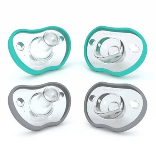 nanobebe 4pk 3-18 mo Flexy Pacifier, Color: Teal/Gray