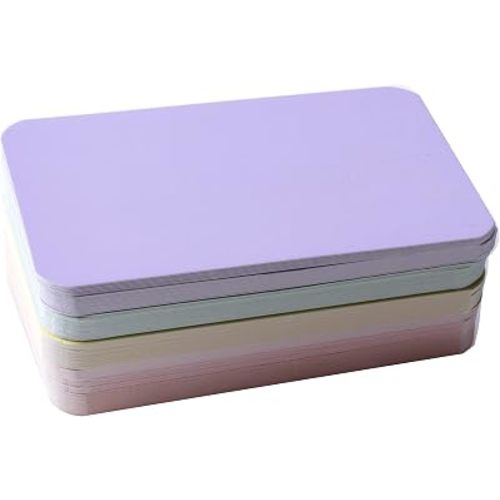 Sowaka 100 Pcs Mini Cards Blank Colorful Round Corner Cardboard (Pink)