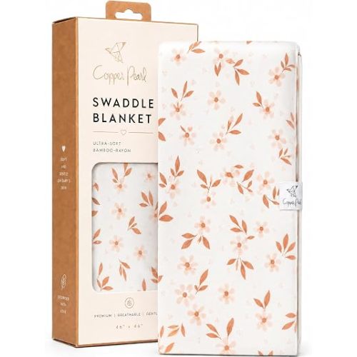 Copper Pearl Swaddle Blankets for Newborns | Soft Stretchy Receiving Blankets for Boys and Girls | Large 46 x 46 Inch Baby Blankets | Lightweight and Breathable Swaddles | Rue