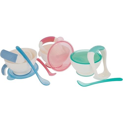 Nuby Garden Fresh Mash N' Feed Bowl with Spoon and Food Masher, Colors May Vary