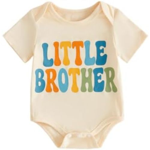 Ayalinggo Newborn Baby Girl Boy Romper Short Sleeve Cousin Crew Shirt Crewneck Bodysuit Colorful Print Casual Summer Clothes