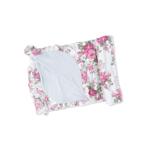 Ruffle Receiving Blanket, Cabbage Rose Stripe