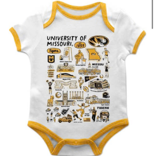 Vive La Fete Missouri Tigers Baby White Impressions One Piece - 16169692