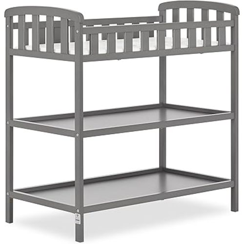 Dream On Me Emily Changing Table In Steel Grey, Comes With 1" Changing Pad, Features Two Shelves, Portable Changing Station, Made Of Sustainable New Zealand Pinewood