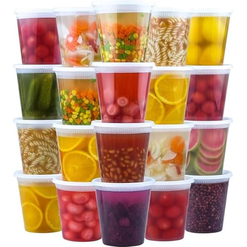 Dealusy 50 Set 32 oz Deli Containers with Lids, Leak-Proof BPA Free Plastic Take Out Bowls, Food Storage Containers for Takeout Meal Prep Storage, Freezer, Microwave & Dishwasher Safe