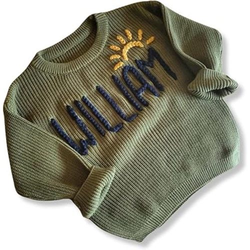 Personalized Baby Sweater, Hand Embroidered Knit Name Sweater for Kids,Custom Knit Infant Jumper, Personalized Baby Gifts, Custom Baby Christmas Sweater, Chunky Baby Oversized Sweater