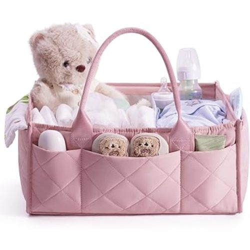 CEI-CEI Baby Diaper Caddy Organizer with Removable Dividers, Large Portable Nursery Storage Basket for Newborn Essentials, Changing Table and Car Organizer, Gift for Baby Shower