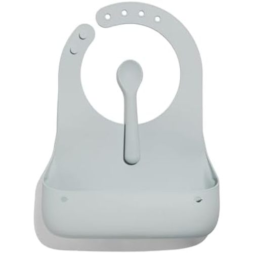 Avanchy Silicone Baby Bibs, Waterproof, Adjustable, BPA Free, Soft Unisex Set for Toddlers with Matching Spoon