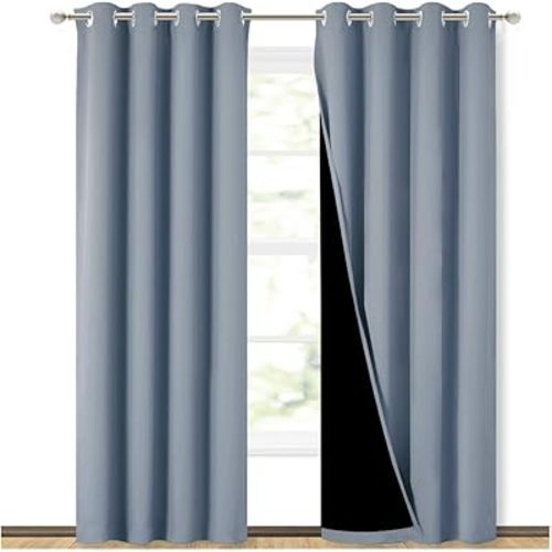 NICETOWN Vintage Blue Blackout Curtains for Baby Room 52" x 84" 2 Panels