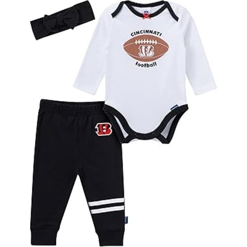 Gerber NFL baby-girls 3-piece Onesie Bodysuit, Pants & Headband Set