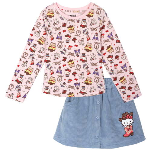 Hello Kitty Big Girls' 2-Piece Tee and Skirt Set Pink Blue