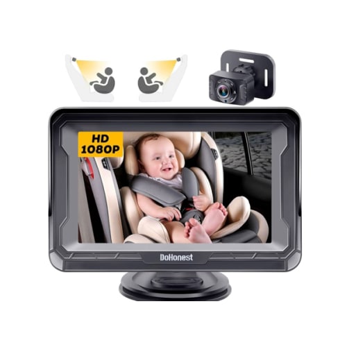 DoHonest Baby Car Camera HD 1080P - Rear-Facing Car Baby Monitor with Night Vision, Adjustable View Angle, Easy Setup, Anti-Glare Display, Safety for Kids & Infants