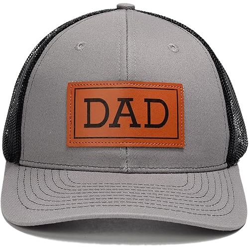 PAUPPY Dad Hat Gifts for Father's Day,New Grandpa Gifts Mesh Trucker Hat Golf Hat Leather Patch Hat for New Dad Baseball Caps