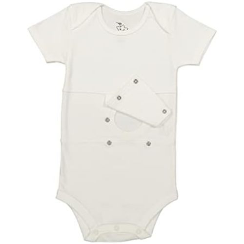 Unisex Adaptive Feeding G-Tube Baby Onesies, 100% Cotton, Round Neck Style, Short Sleeve- 17 Colors & 10 Sizes