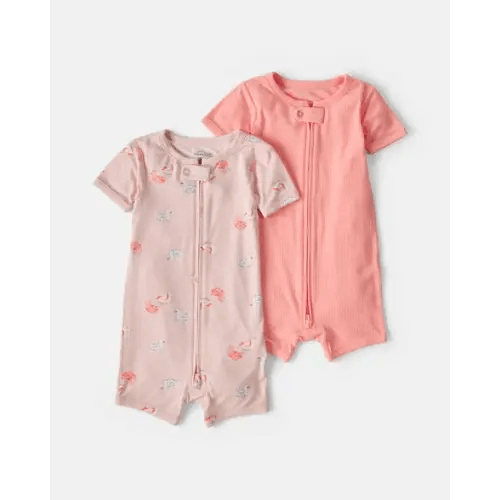 Baby Girl 2-Pack Flamingo PurelySoft™ 1-Piece Pajama - Pink | Carter's