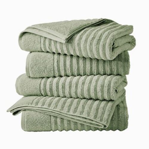 Luxury Cotton Ribbed Texture Towel Set - Great Bay Home (4 Pack Bath Towel Set, Eucalyptus)