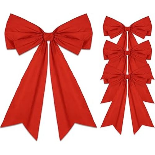 4 Pcs Large Retro Rust Red Coquette Bow for Backdrop 27.6x21.7'' Big Red Bows Room Wall Decor Giant Ribbon Tie Christmas Hanging Gift for Birthday Bachelorette Party Baby Shower Bridal Shower Wedding
