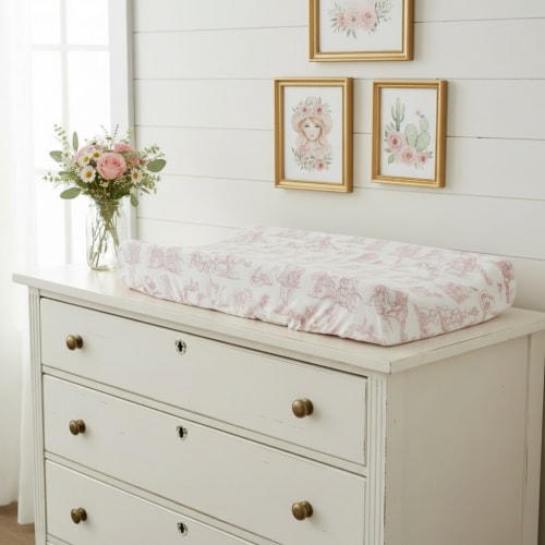 Cowgirl Toile Changing Pad Cover