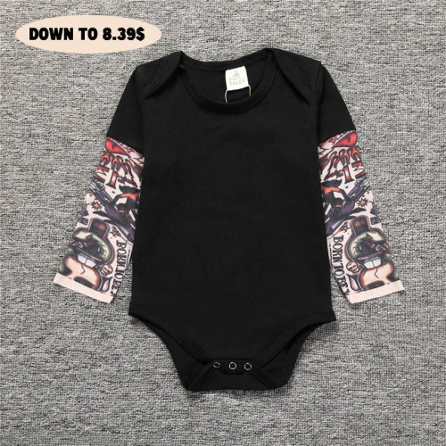 Baby Tattoo Patchwork Sleeve Romper
