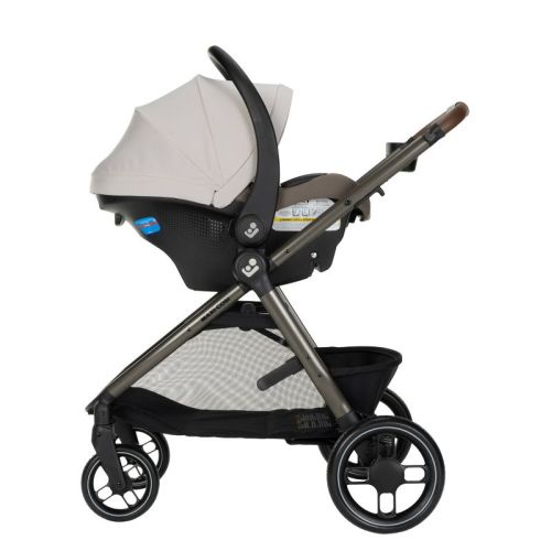 Maxi-Cosi Sienna Modular Travel System - Ecru: Bassinet Reclining Seat, Adjustable Handle, Rubber Tires, 38.8 lb Weight