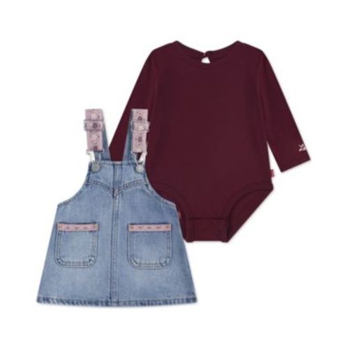 Baby Girls' Long-Sleeve Bodysuit and Denim Skirtall, 2-Piece Set