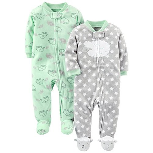 Simple Joys by Carter's Unisex Baby 2-pack Neutral Fleece Footed Sleep and Play