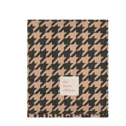 Black Houndstooth Linen Baby Blanket