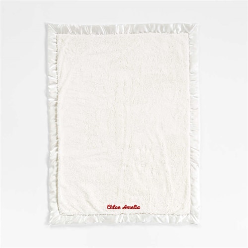 Personalized Cream Satin Trim Plush Baby Stroller Blanket