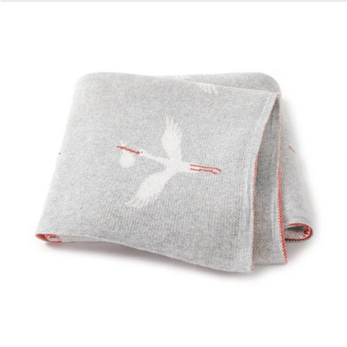 Crane Knitted Blanket — Grey