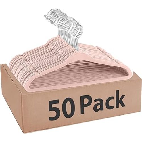 H HOME-MART 50 Pack Kids Coat Hangers Baby Hangers Velvet Clothes Hangers