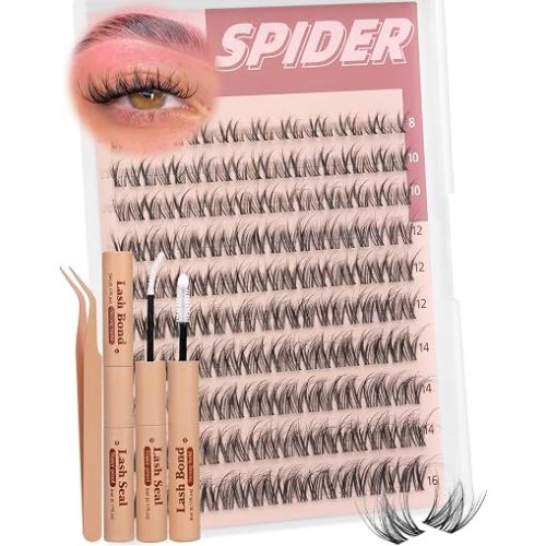 Spider Lash Clusters Kit Breeze Wispy Eyelash Clusters Natural Fluffy Lash Extension Kit D Curly Eyelash Extension Kit Light Cluster Eyelash Extensions DIY Individual Lashes Clusters by TNFVLONEINS