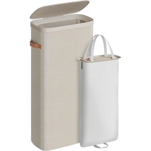 SONGMICS Laundry Basket, 65L Laundry Hamper with Lid, 1 Removable Liner Bag