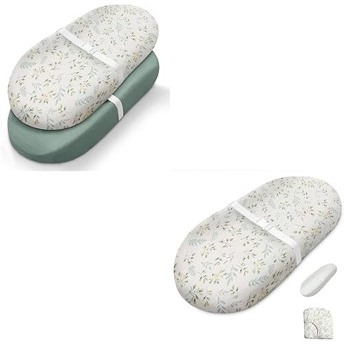 Blissful Diary Avocado Baby Changing Pad and 2 Packs Muslin Changing Pad Cover for Girls Boys