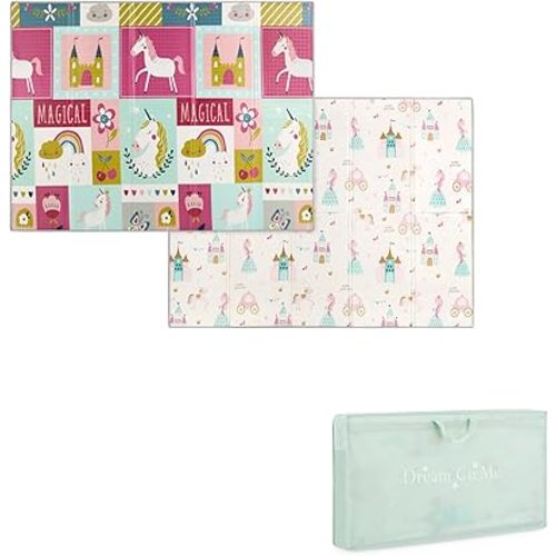 Dream On Me Play Time Reversible Baby Playmat, Foldable Extra Large Thick Foam Crawling Playmats for Toddlers, Waterproof Portable Playmat for Babies